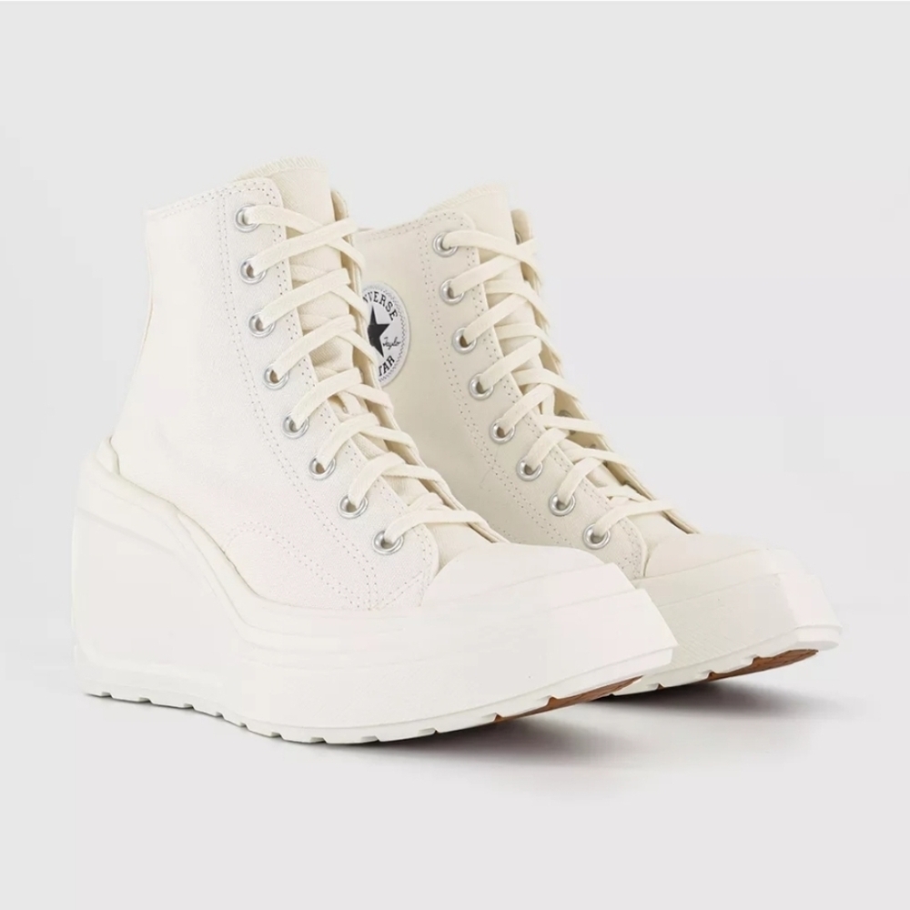 Chuck 70 De Luxe Wedges Women Size 7 White Out 102025 - Picture 1 of 8
